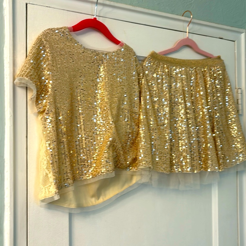 Joyfolie Girls Sequence Holiday Matching Top and Skirt